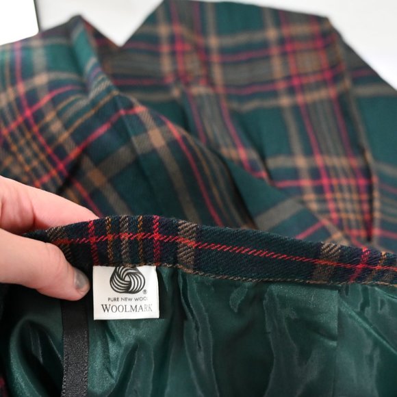 The Edinburgh Collection Scottish Wool Plaid Tartan Print Skirt Green Size 16 - Picture 5 of 9